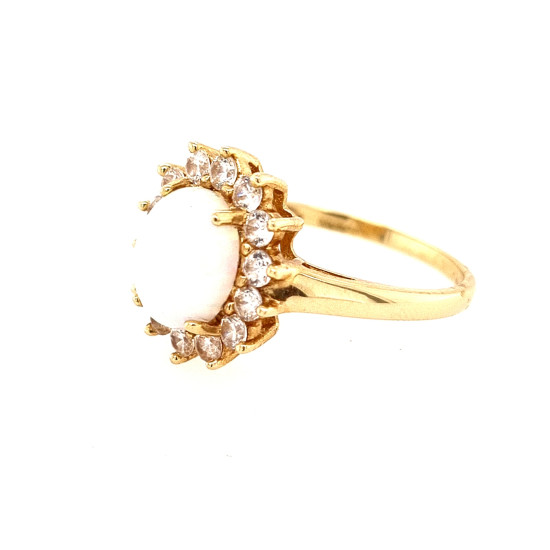 Pre Owned 14ct Opal and CZ Cluster Ring ZN231 Pre Owned 14ct Opal and CZ Cluster Ring ZN231